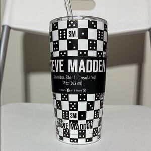 Steve Madden Black and White Checkered Tumbler